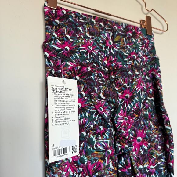 Lululemon Womens Base Pace HR Leggings 28" Size 2 Floral Pilates Workout Run NEW - Picture 6 of 10